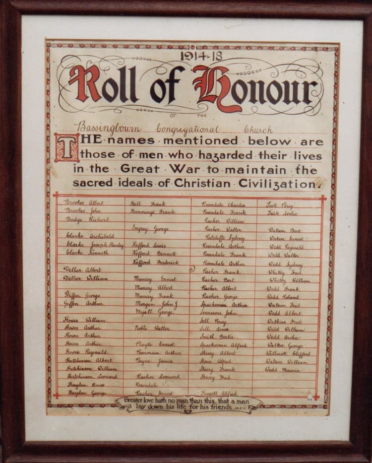 Bassingbourn Congregational Church - WW1