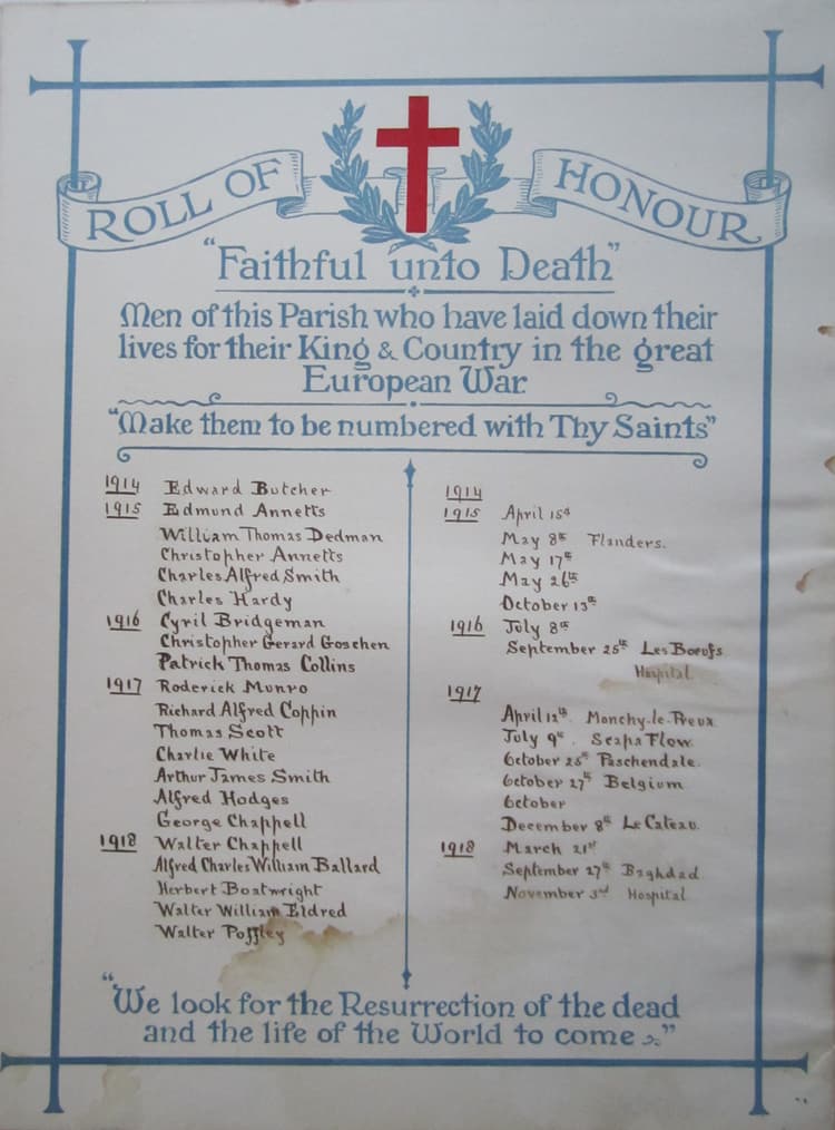 Addington Parish Church - Roll of Honour